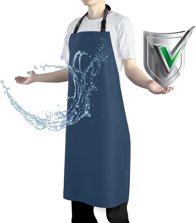 Vammcht Waterproof Apron with Comfortable Adjustable Bib Rubber Vinyl Dishwasher Heavy Duty Apron for Men Women Dishwashing - Image 1